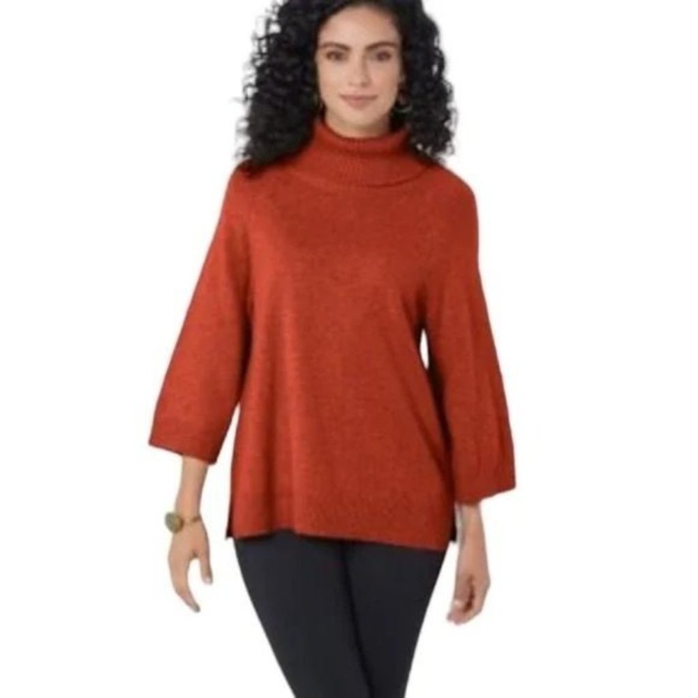 Soft Surroundings La Ceiba Canyon Clay Rust Wool Blend Cowl Mock Sweater 2X NWT